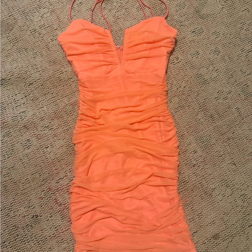 Selfie Leslie Strapless Orange Dress